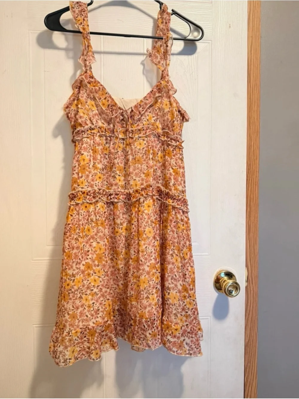 Patrons of Peace Pink & Yellow Floral Tie-Neck dress